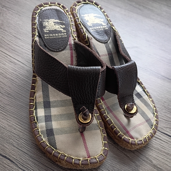 Burberry Brown Wedge Sandals - Picture 4 of 10